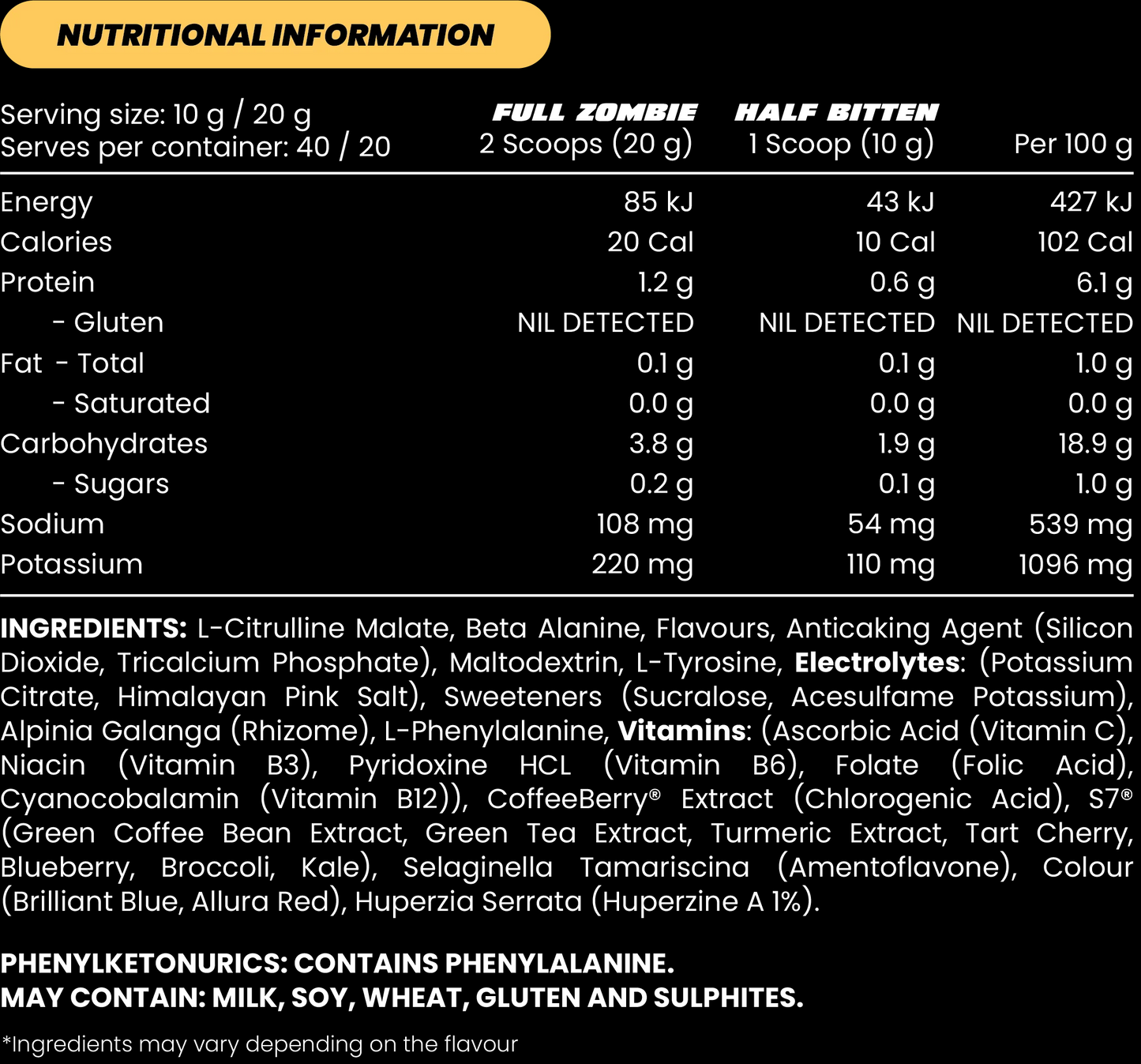 Zombie Labs PUMPZ Non-Stim Pre-Workout