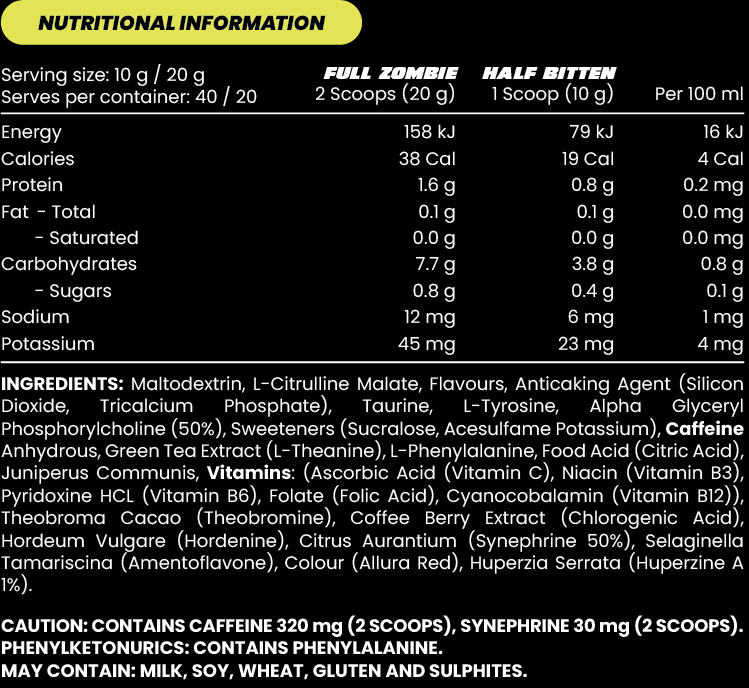 Zombie Labs INFECTED High Stim Pre-Workout